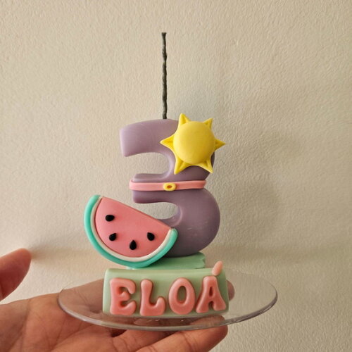 Topo de Bolo Vela Show da Luna Candy Color