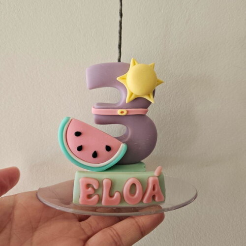 Topo de Bolo Vela Show da Luna Candy Color