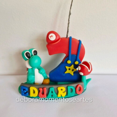 Topo de Bolo Vela Super Mario