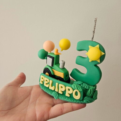 Topo Vela Trator da Fazendinha Personalizada