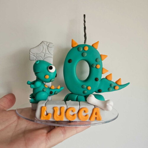 Vela Dinossauro Biscuit 2 Numerais