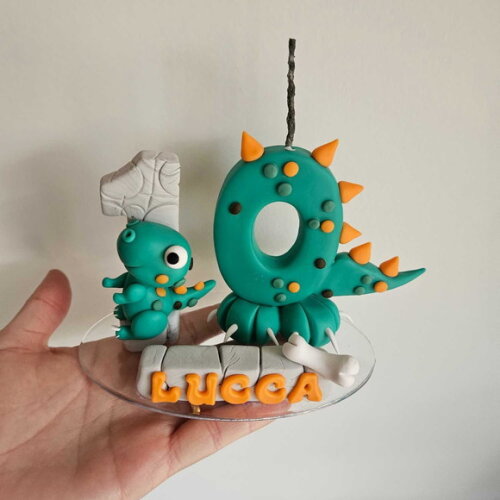 Vela Dinossauro Biscuit 2 Numerais