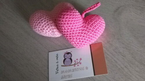 10 Lembrancinha Coração Amigurumi Vermelho