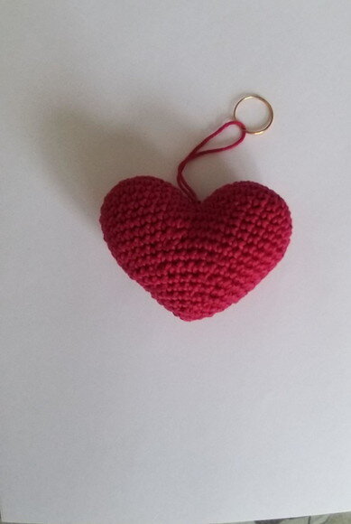 10 Lembrancinha Coração Amigurumi Vermelho