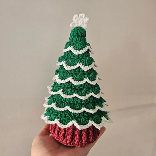 Arvore de Natal de Mesa Crochê com Mini Pisca Pisca