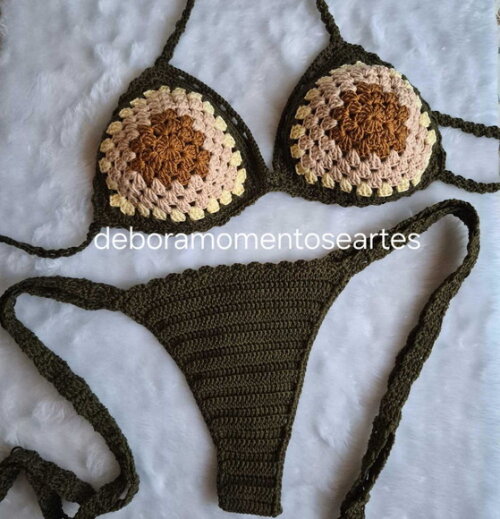 Biquini de Crochê Fio Dental Conjunto