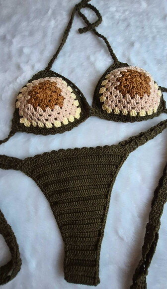 Biquini de Crochê Fio Dental Conjunto