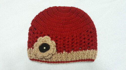 Boina Croche detalhes com linda Flor