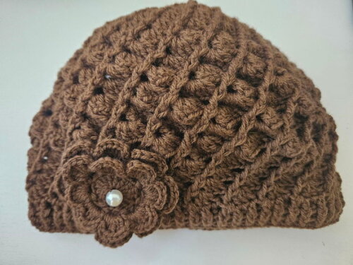 Boina em Croche com Flor Removivel Burguesa