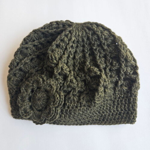 Boina em Croche com Flor Removivel Burguesa