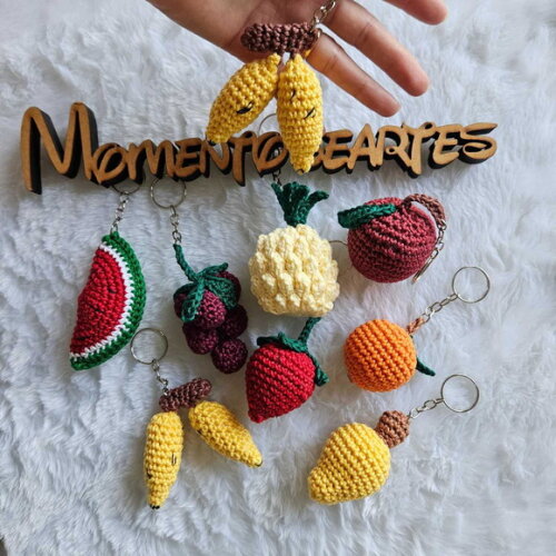 Chaveirinhos Mini Frutas de Crochê Lembrancinha Amigurumi