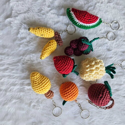 Chaveirinhos Mini Frutas de Crochê Lembrancinha Amigurumi