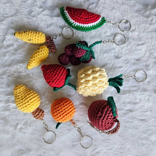 Chaveirinhos Mini Frutas de Crochê Lembrancinha Amigurumi
