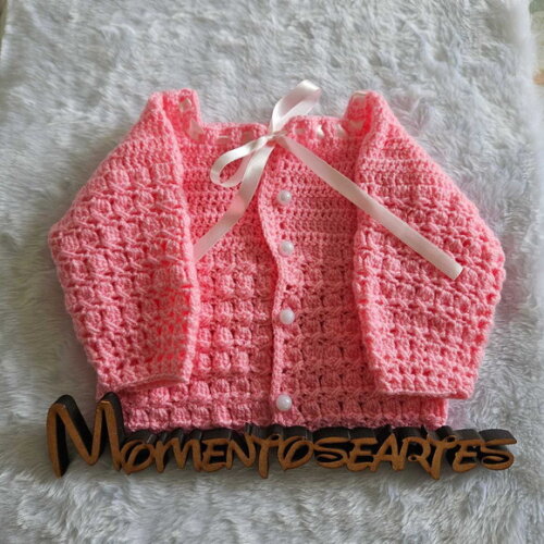 Conjunto Bebê de Croche Manta,touca e Casaquinho