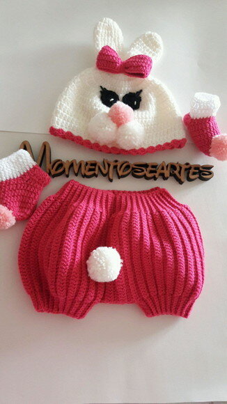 Conjunto de Crochê Fantasia para Bebês Coelha
