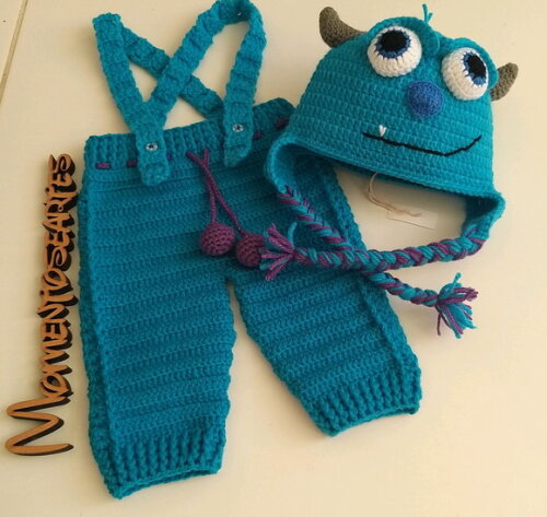 Conjunto para Bebê 2 Peças em Crochê Sulivan Monstros Sa