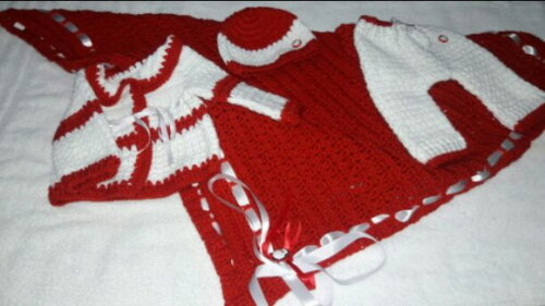 Conjunto para Bebê com Manta 6 Peças em Crochê + Brinde