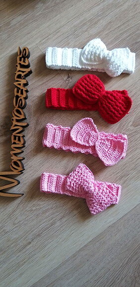 Faixa tiara de croche para bebês laços