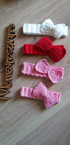 Faixa tiara de croche para bebês laços