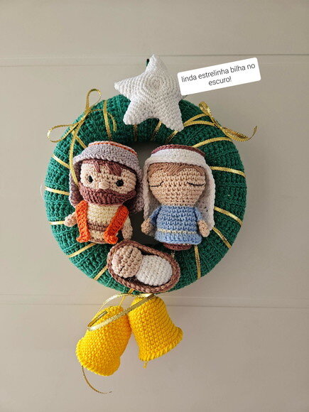 Guirlanda de Natal Amigurumi Sagrada Familia