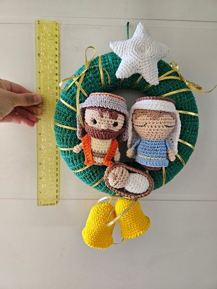 Guirlanda de Natal Amigurumi Sagrada Familia