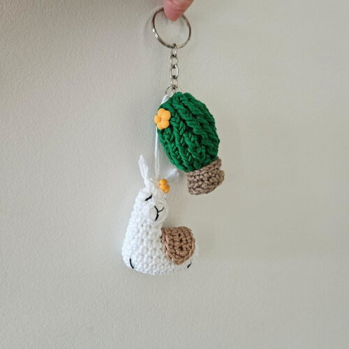 Ilhama e Cacto Pingente Amigurumi Lembrancinhas