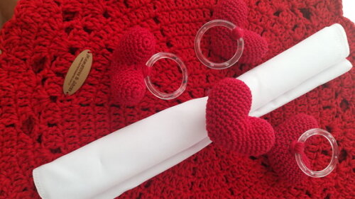 Kit 6 Porta Guardanapos Coração Amigurumi