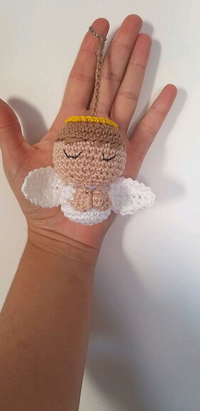 Lembrancinha Anjinho Amigurumi no Saquinho de Organza