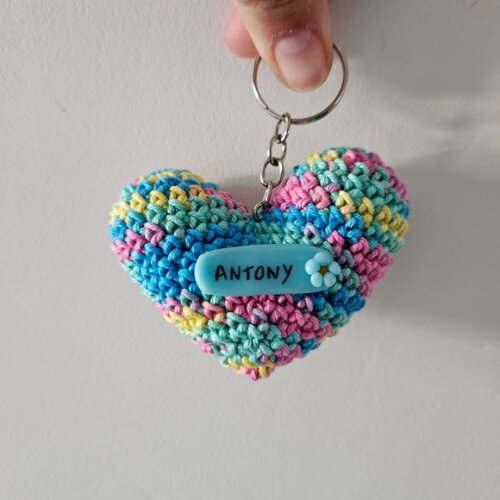 Lembrancinha Coração Amigurumi Personalizado Chaveirinho