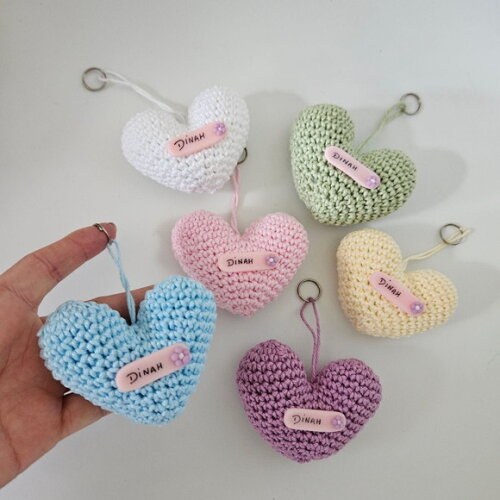 Lembrancinha Coração Amigurumi Personalizado Chaveirinho