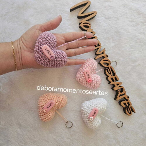 Lembrancinha Coração Amigurumi Personalizado Chaveirinho