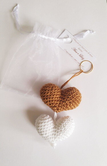 Lembrancinha de Casamento Duplo Coração Amigurumi