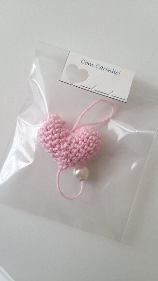 Lembrancinha Maternidade Mini Coração Amigurumi Chaveirinho