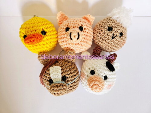 Lembrancinhas Animais Fazendinha Amigurumi Chaveiro