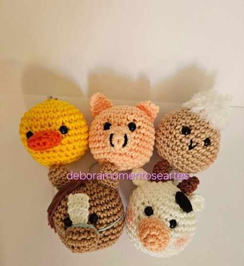 Lembrancinhas Animais Fazendinha Amigurumi Chaveiro