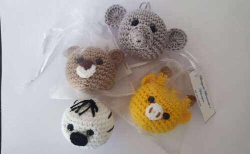 Lembrancinhas Safari Amigurumi Chaveiro no Saquinho Organza