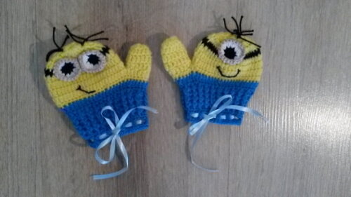 Luvas de Crochê dedinhos para bebês Minions