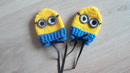 Luvas de Crochê para bebês Minions