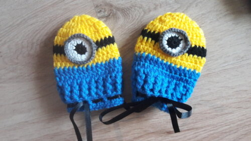 Luvas de Crochê para bebês Minions