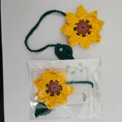 Marcador de Página Flor em Crochê