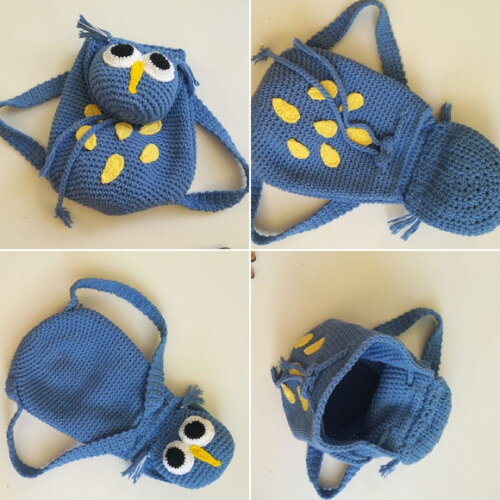 Mochila de Passeio de Crochê Infantil Corujinha