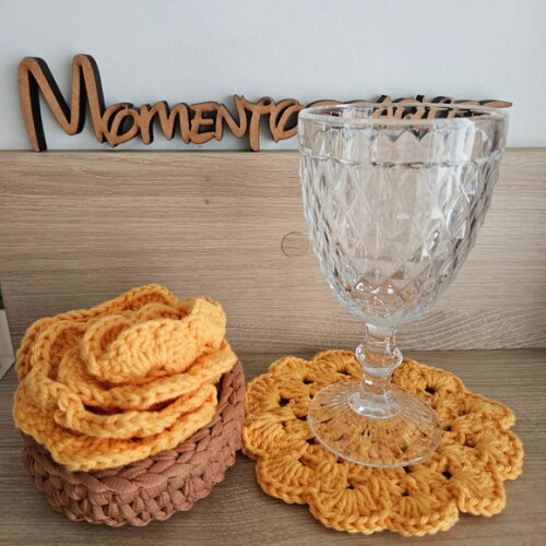 Porta Copo de Crochê com Vasinho.