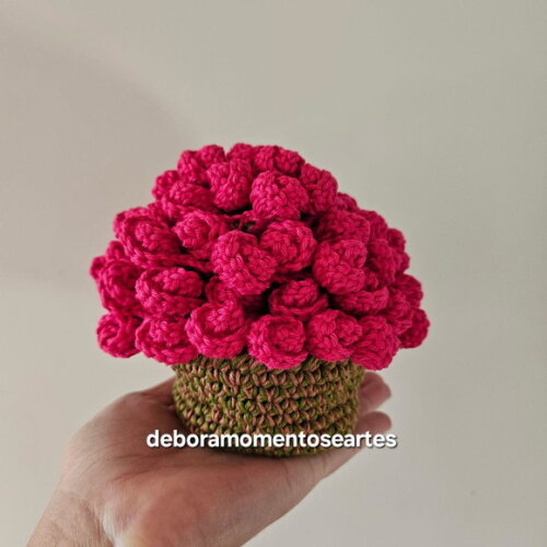 Porta Copo de Crochê Vasinho de Rosas C/4 Unid.