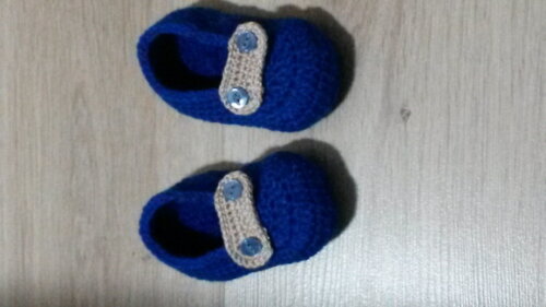 Sapatinho de Crochê para bebês mocassim azul royal