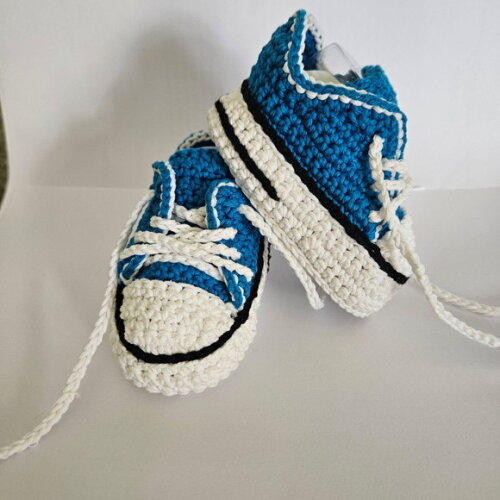 Sapatinho de Crochê para Bebês Tênis Azul