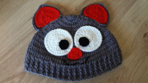 Touca de Croche gatinho vermelho