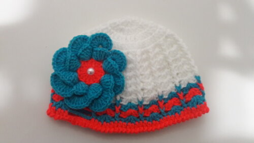 Touca de Croche menina flor