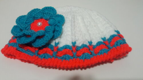 Touca de Croche menina flor