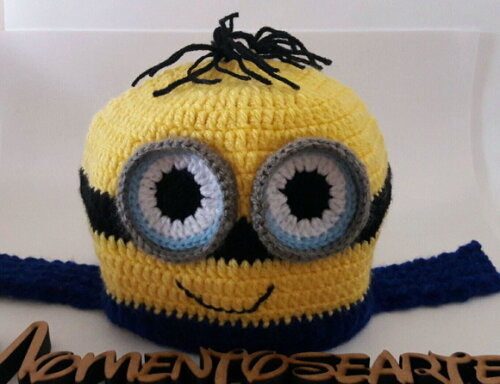 Touca de Croche Minion e Cachecol Gola