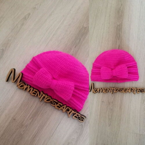 Touca de Croche Turbante Laço Pink